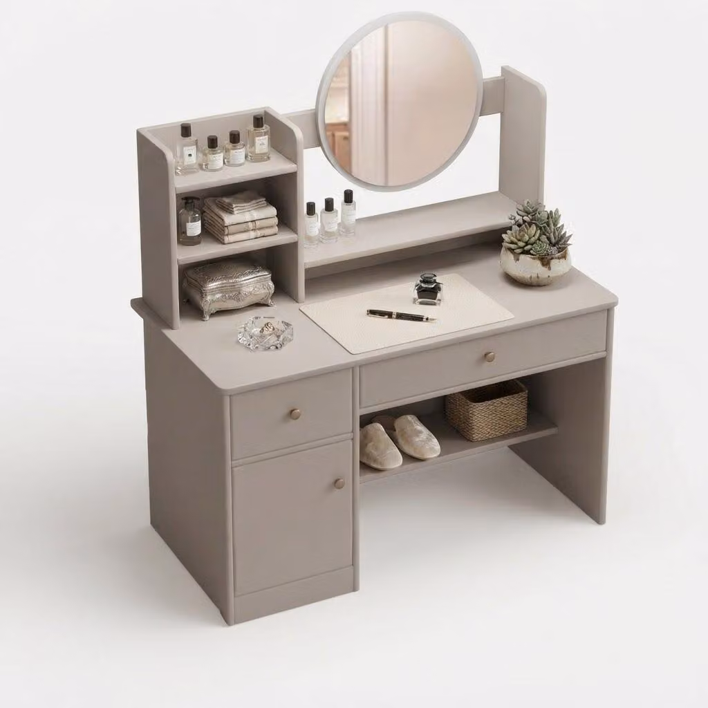 Toilette con specchio e cassetti bianca trucco glamour scandinavo 100 cm