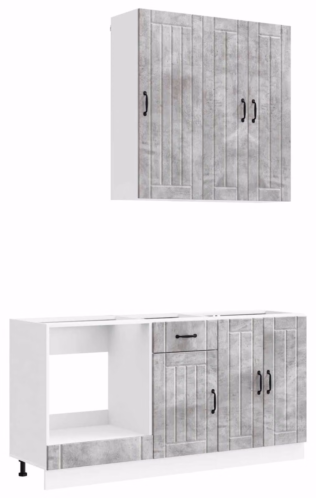 Set di mobili da cucina LUCCA, 5 pezzi, colore grigio cemento, materiale: legno composito