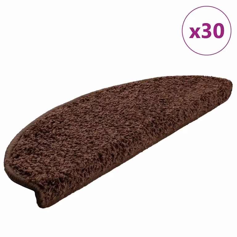 vidaXL Set di 30 Tappetini per Scale Semicircolari Grandi, Marrone, L 65 x P 40 x H 4 cm