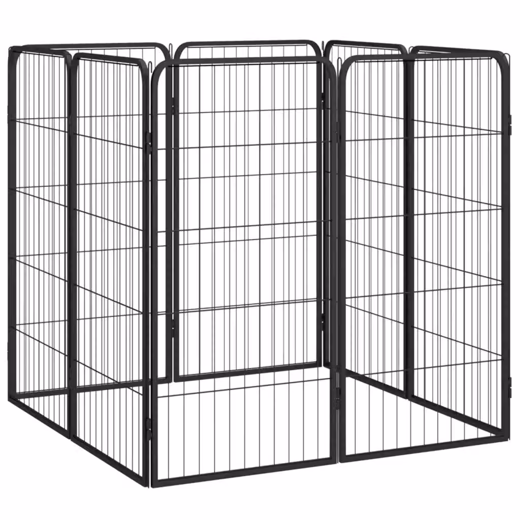 Box per cani vidaXL in acciaio verniciato nero opaco con 8 pannelli L: 100 cm, P: 50 cm – 2
