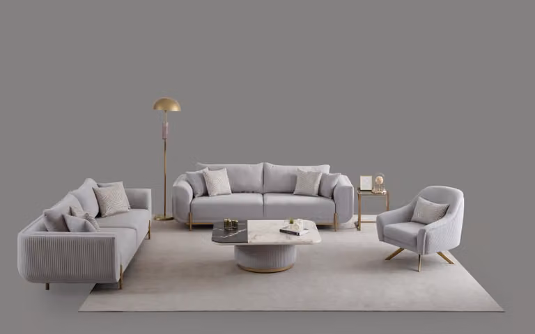 Sofagarnitur 3+3+1 Sitzer Design Sofas Polster Couchen Textil Relax Modern