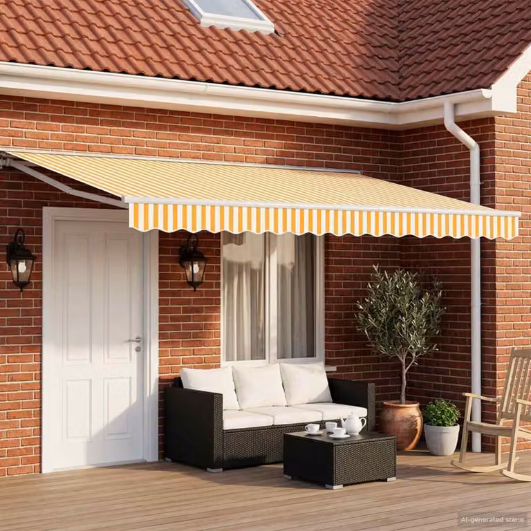 vidaXL Tenda retrattile manuale arancione e bianca in poliestere e acciaio L: 5 m, P: 3 m