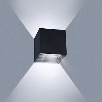Lampada a LED da parete, 20 W, 6000 K, grado di protezione IP65, regolabile, alluminio, colore nero