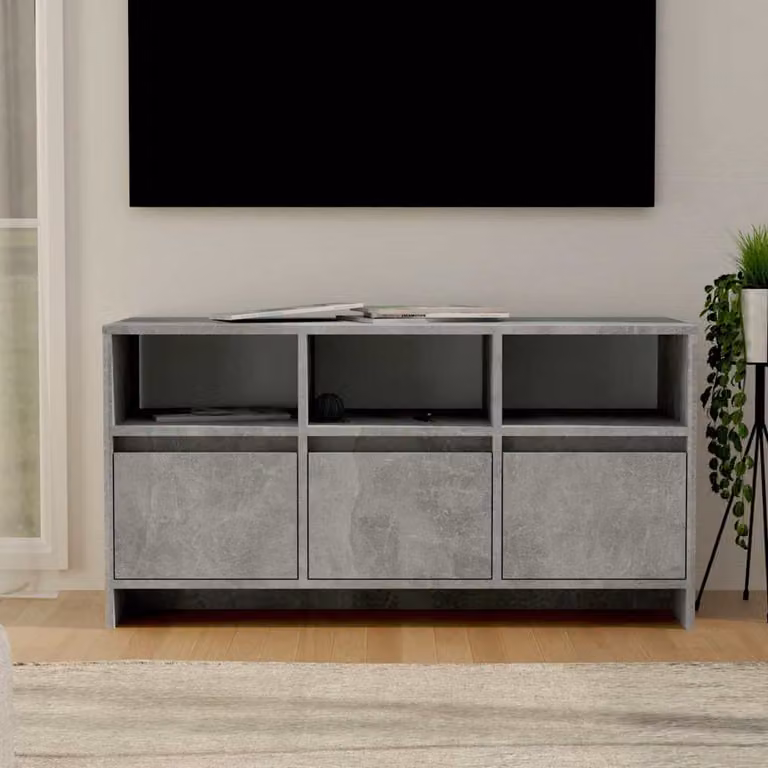 vidaXL Mobile Porta TV Moderno Grigio Cemento in MDF e Legno L 102 cm, P 37,5 cm, H 52,5 cm