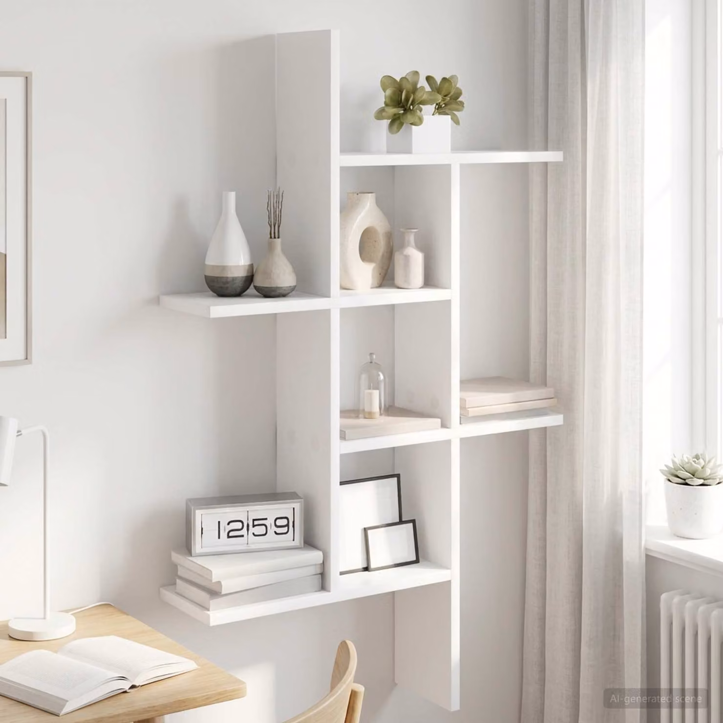 Scaffale da parete moderno vidaXL in MDF bianco L 61 cm x P 15 cm x H 102 cm