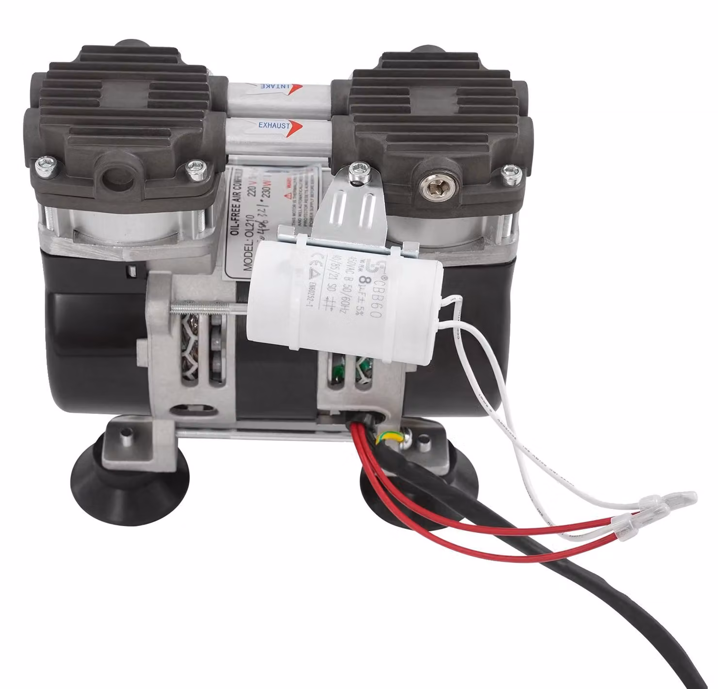 Pompa per vuoto, 230W, vuoto fino a -90 kPa, pressione massima di 2,8 bar, portata di 58 l/min, livello di rumorosità di 56 dB