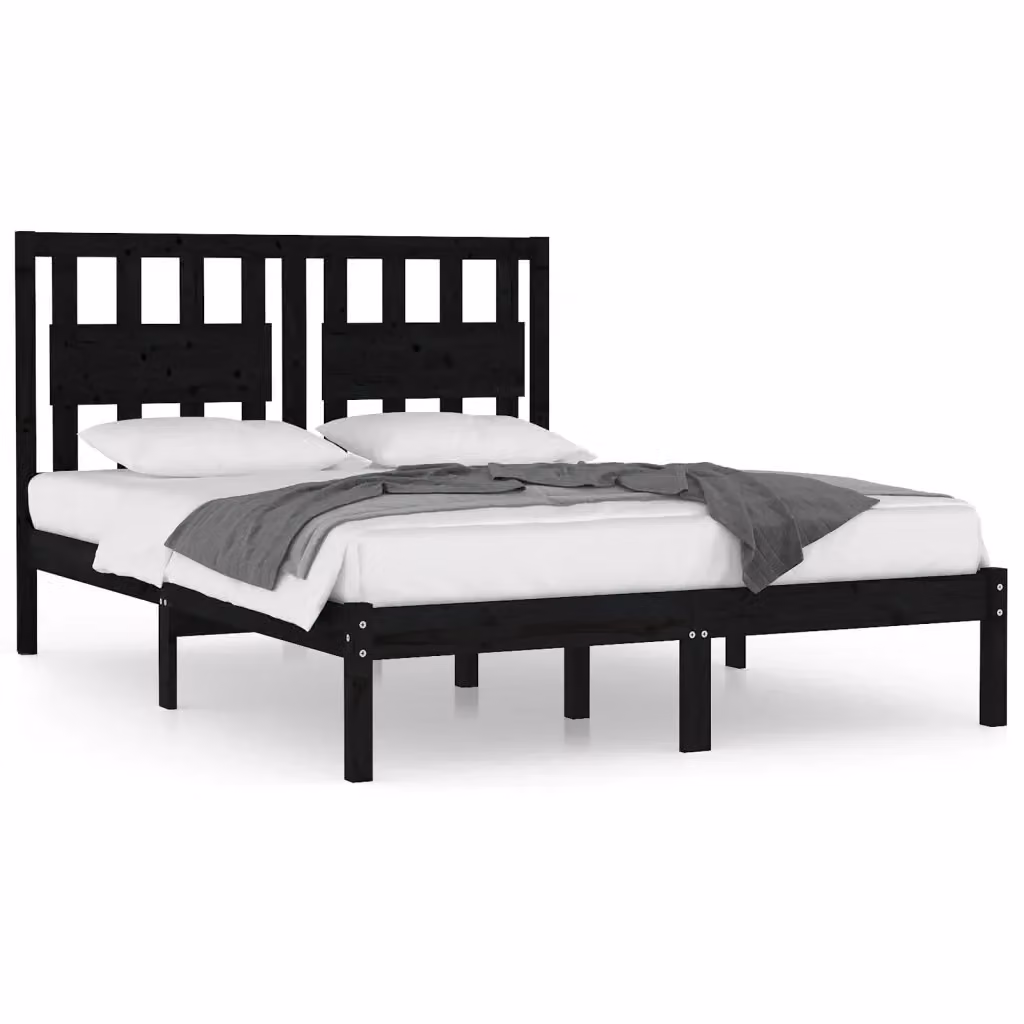 Giroletto vidaXL in legno massello di pino nero con doghe fisse, L/P: 140 x 190 cm – 2