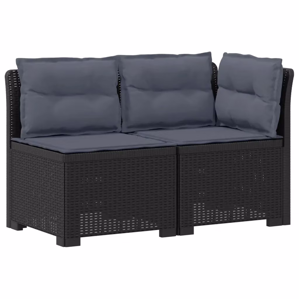 Divano da giardino a 2 posti con cuscini in rattan sintetico e design moderno, colore grigio antracite, modello a L con lato sinistro – 2