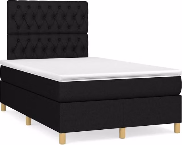 Letto Ibrido con Materasso vidaXL in Tessuto Nero con Illuminazione LED e Porte USB L/P: 120 x 200 cm