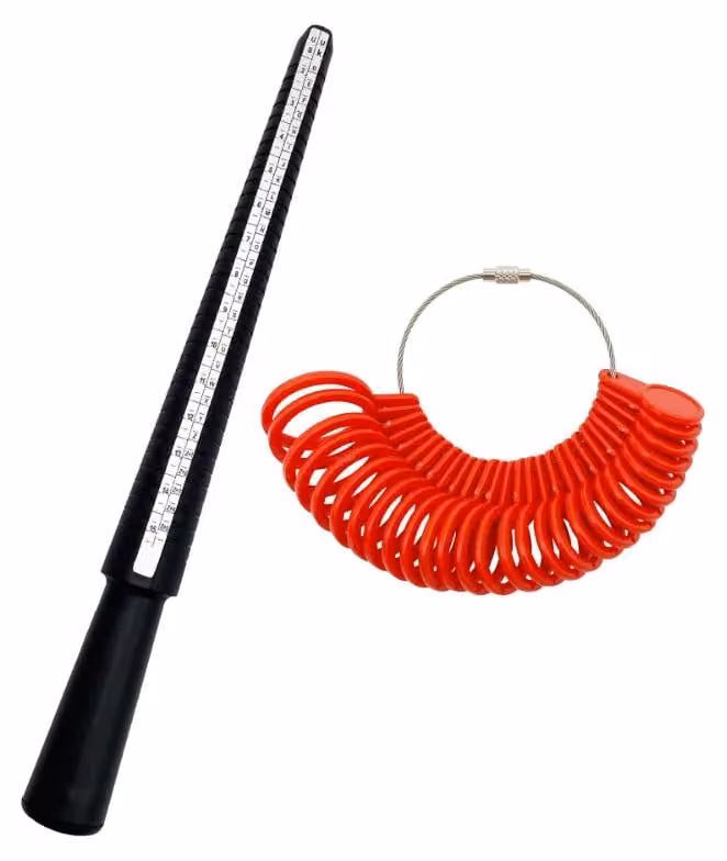 Misuratore di anelli, metallo resistente, misurazioni precise, rosso