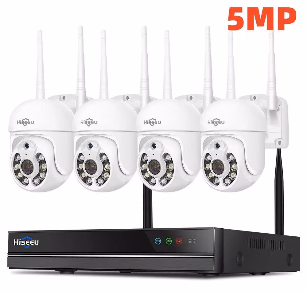 Sistema di telecamere di sicurezza WiFi da 5MP – Kit di videosorveglianza wireless – Telecamera PTZ con rilevamento del movimento