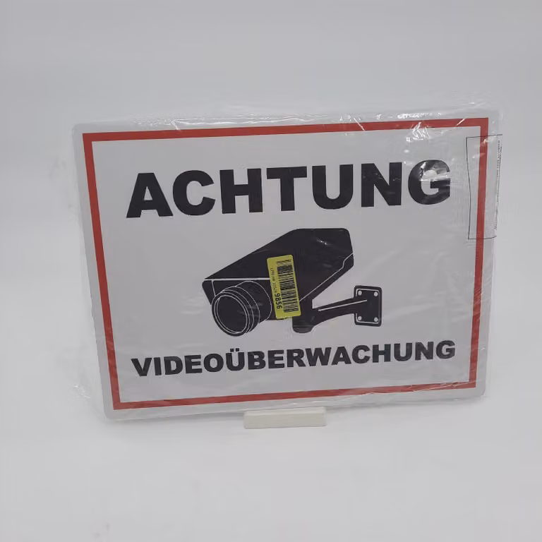 Cartello per videosorveglianza XXL 40 x 30 cm, alluminio 3 mm, AluDibond, cartelli resistenti