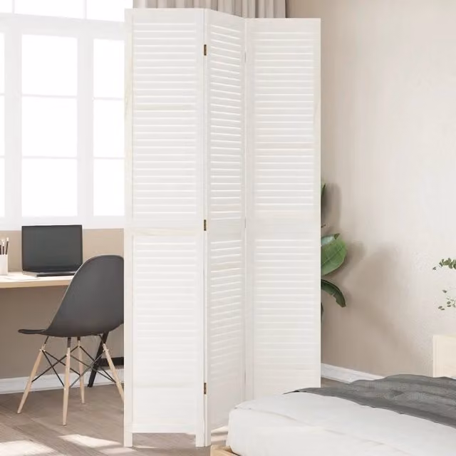 Divisorio Ambienti | Divider per stanze | Paravento 3Pannelli Bianco Legno Massello di Paulownia