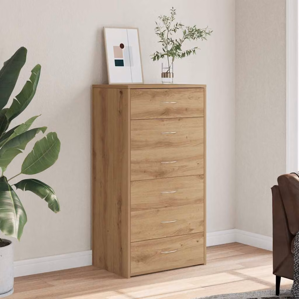 Credenza vidaXL con 6 cassetti in stile artigianale color rovere, L 50 cm x P 34 cm x H 96 cm