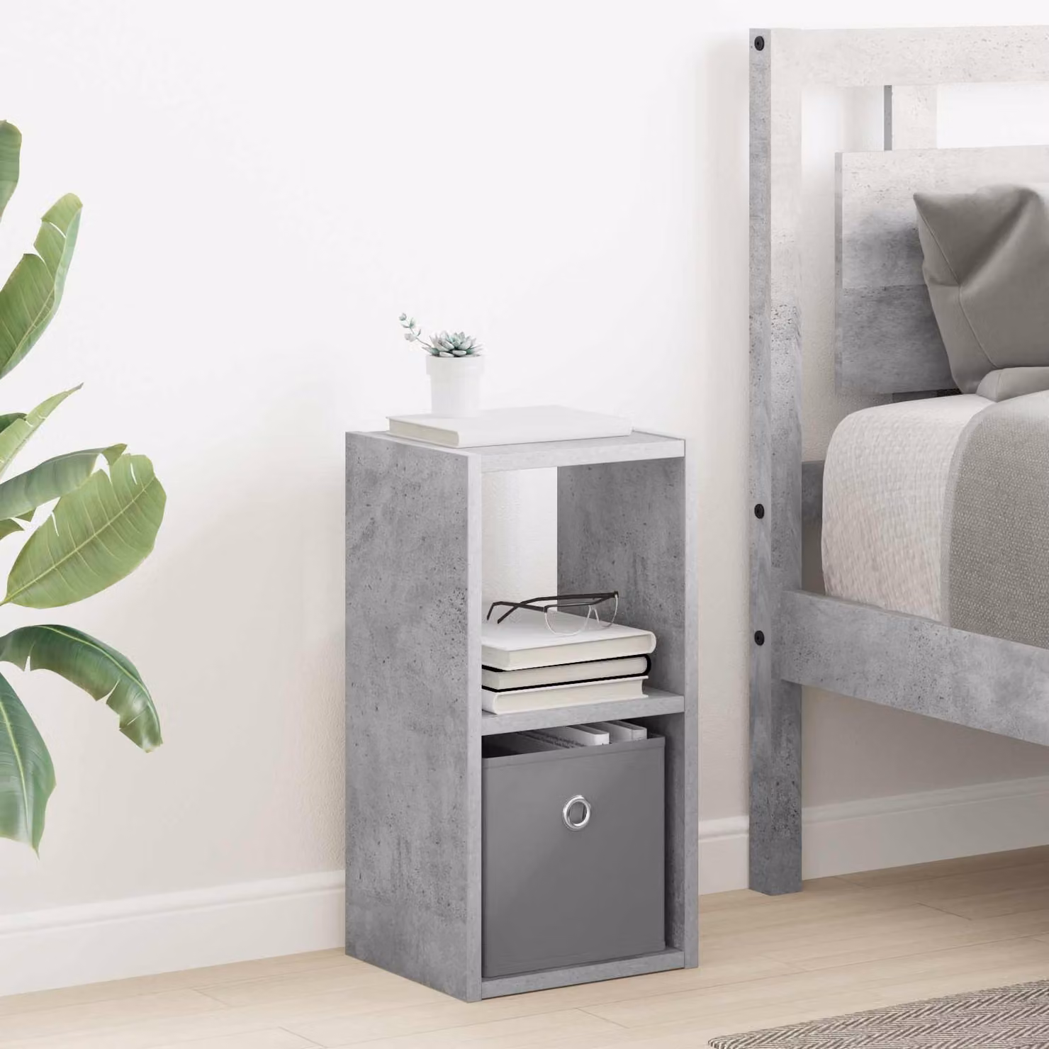 Comodino moderno vidaXL in MDF grigio cemento L/P/H: 25,5 x 22 x 49,5 cm
