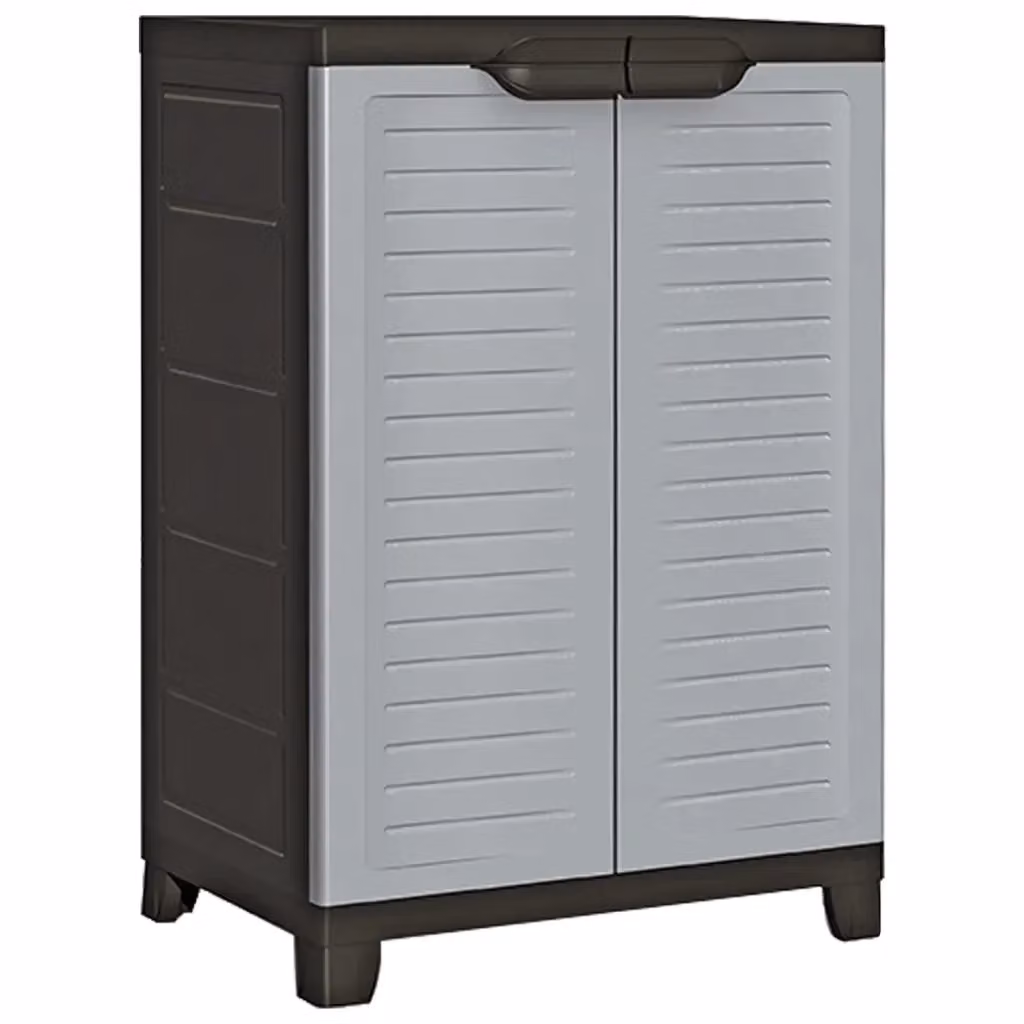 Armadietto a muro vidaXL in plastica grigia con ante a battente e serratura, L/P/H: 65 x 45 x 97 cm – 2