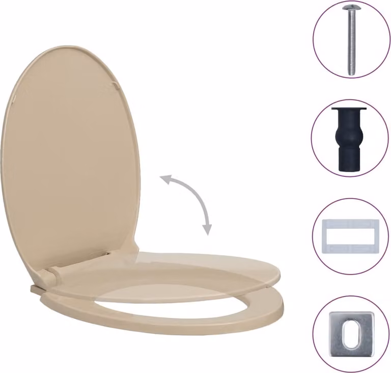 Copriwater Chiusura Ammortizzata e Sgancio Rapido Beige Ovale