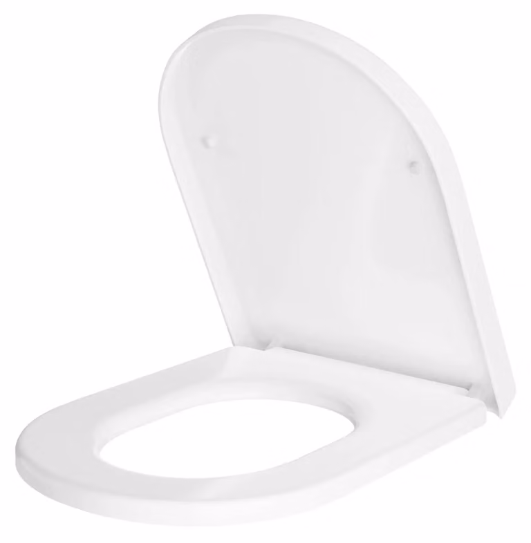 Copriwater - Forma a D - Realizzato in robusto polipropilene (PP) - Facile da pulire - Resistente alla luce - Cerniere di sicurezza - Adatto a diverse tipologie di vaso - Bianco