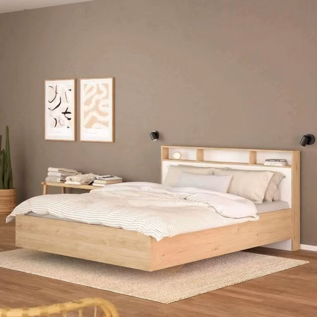 Letto matrimoniale Rose DMORA in Rovere e Bianco L: 169,8 cm x P: 216 cm – 1