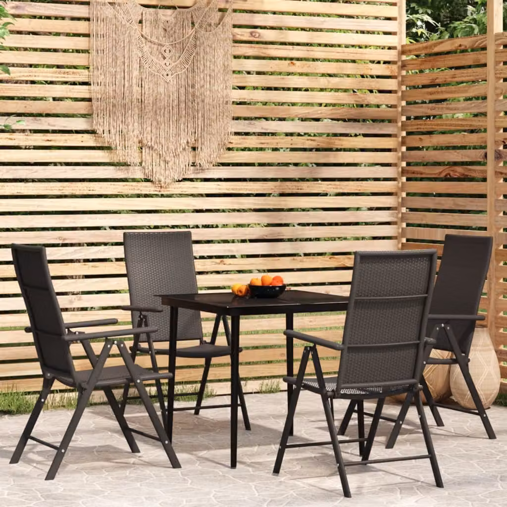 Maison Exclusive - Set da pranzo da giardino 5 pezzi nero
