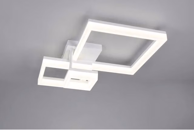 Plafoniera LED Trio Leuchten GD Trio bianca con design moderno a tre quadrati