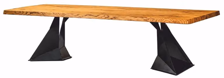 Tavolo da pranzo Casa Padrino, finiture naturali/nero, 300 cm - Tavolo per la sala da pranzo con piano in legno di quercia e gambe in acciaio - Arredamento per la sala da pranzo