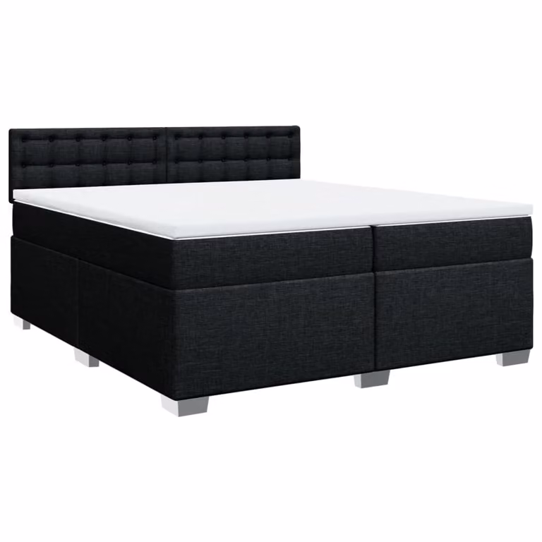 Giroletto a Molle con Materasso Nero 200x200 cm in Tessuto