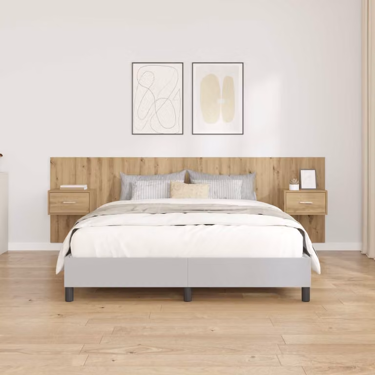 Set di 3 pezzi Testata con Comodini Integrati vidaXL in Legno Rovere Marrone per Camera da Letto