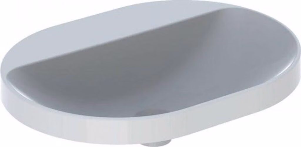 Geberit VariForm lavabo à encastrer elliptique, 600x450mm, avec trou pour robinet, sans trop-plein, 500.735.01.2, 500.735.01.2