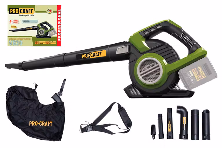 Soffiatore/soffiatore per foglie Procraft VB20 Accu (senza batteria e caricabatterie)