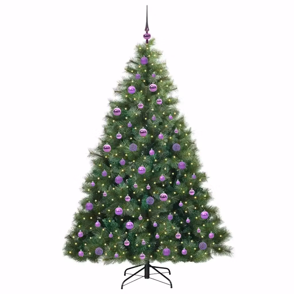 Albero di Natale artificiale moderno vidaXL verde con 300 LED luce bianca calda, Altezza: 180 cm – 2