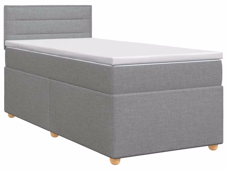 Letto a molle con materasso grigio chiaro 90 x 200 cm in tessuto