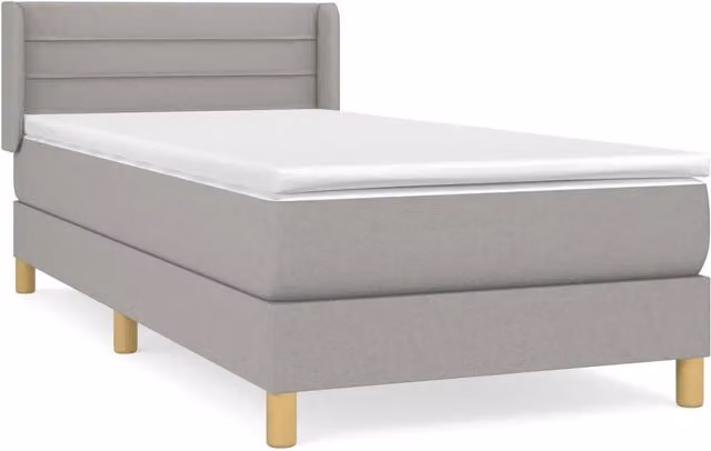 Letto singolo | Letto per adulti | Giroletto a Molle con Materasso Grigio Chiaro 90x200 cm Tessuto