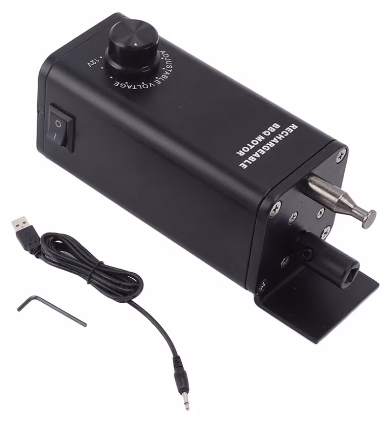Motore per girarrosto, lega di alluminio, 10 W, da 3 a 12 V, regolabile, ricaricabile, grill elettrico a corrente continua, ricambio per grill universali