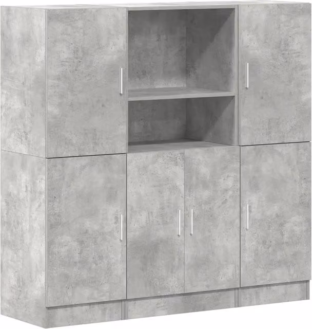 Set di Mobili da Cucina 3 pz-Credenza-Buffet Grigio Cemento in Truciolato