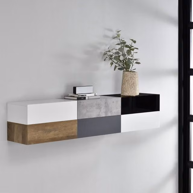 Set di 6 comodini da parete con cassetto en.casa in vari colori L: 46 cm, P: 30 cm, H: 15 cm – 1