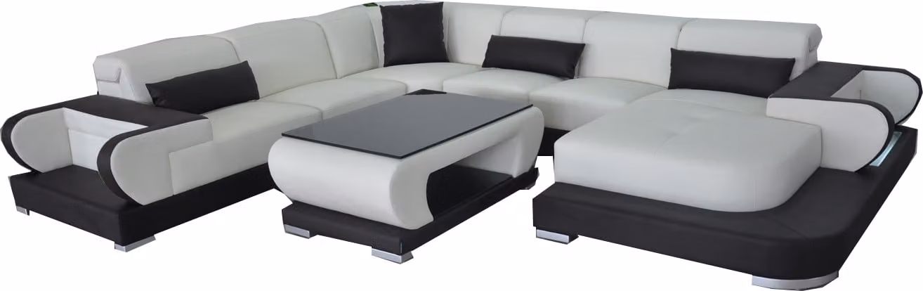 Wohn Couch Leder Sofa Landschaft Polster Garnitur Eck Sofas Sitz Garnituren