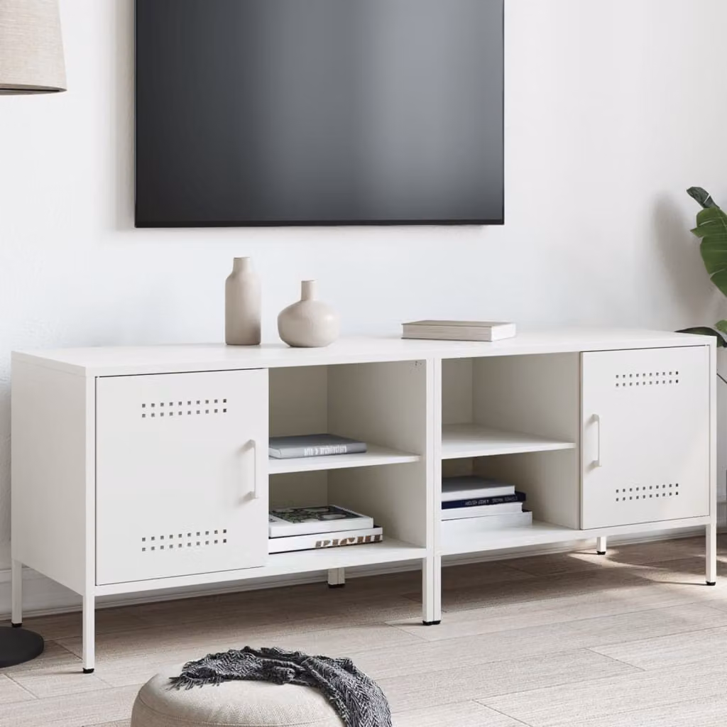 Set di 2 mobili TV vidaXL in stile industriale in acciaio bianco L 68 cm x P 39 cm x H 50,5 cm