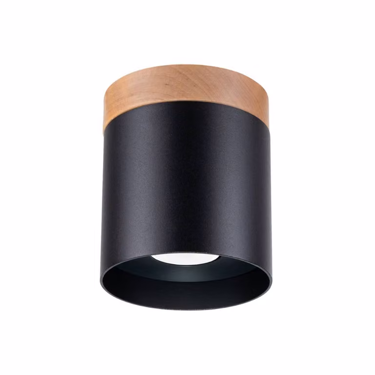Lampada a soffitto RIF nero 1xGU10 10W legno/alluminio 14x12x12cm Sollux Lighting