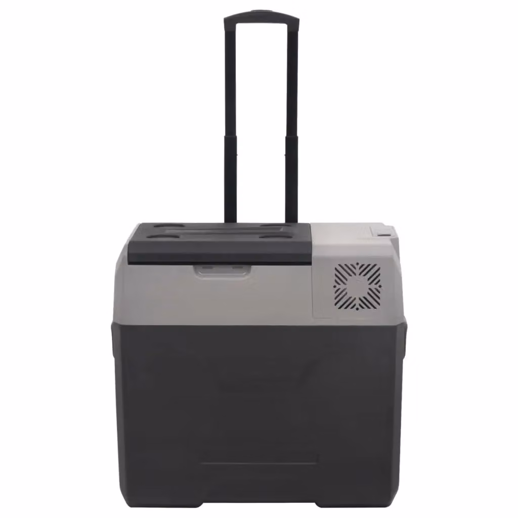 Borsa Frigo con Manico e Ruote vidaXL in Plastica, Nera e Grigia, 38 L – 2
