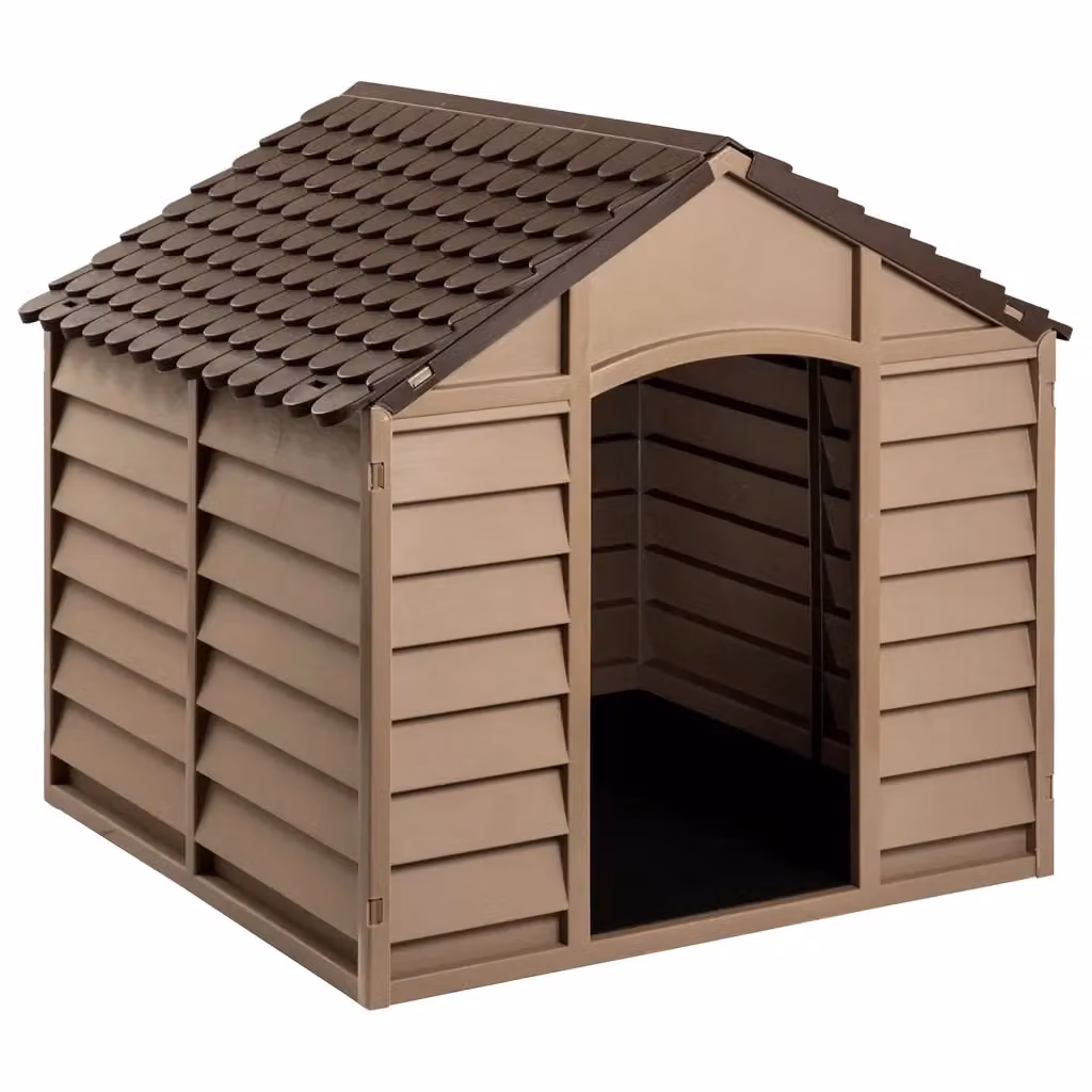 Casetta per cani vidaXL marrone in plastica resistente alle intemperie L: 84 cm, P: 84 cm, H: 82 cm – 2