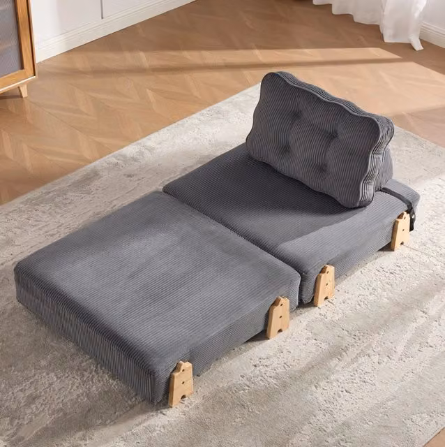 Poltrona letto singola pieghevole 90x170 cm in velluto a coste grigio scuro HOMVRA