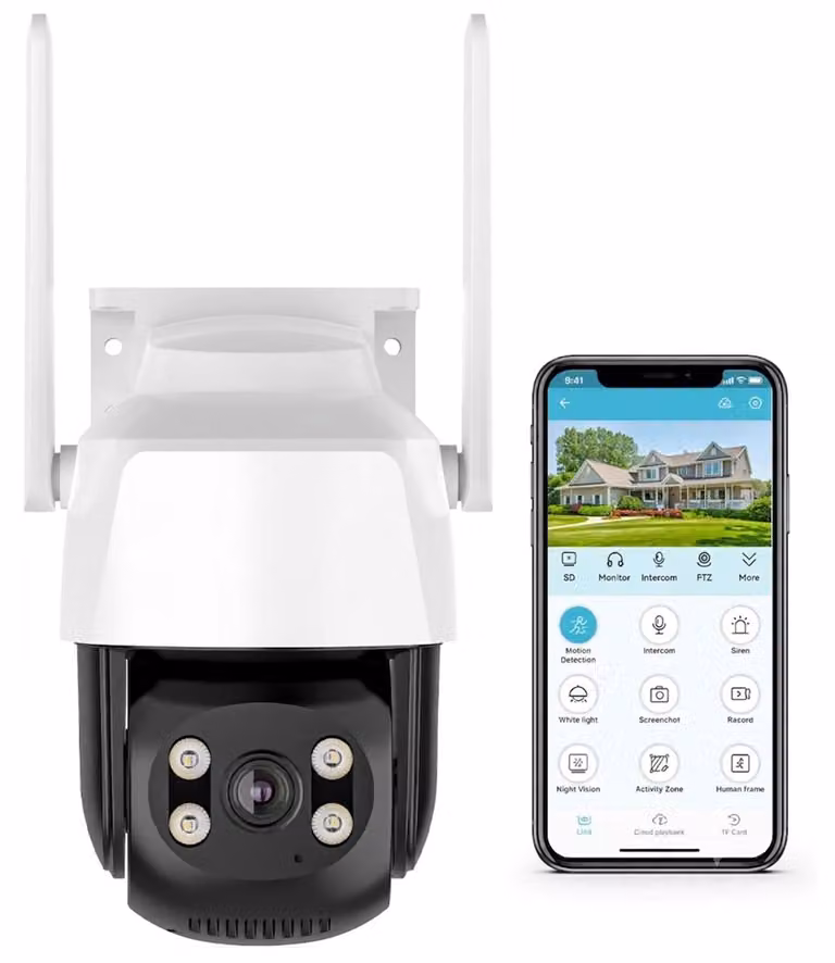 Telecamera IP esterna PTZ 2K con visione notturna a colori e rilevamento del movimento