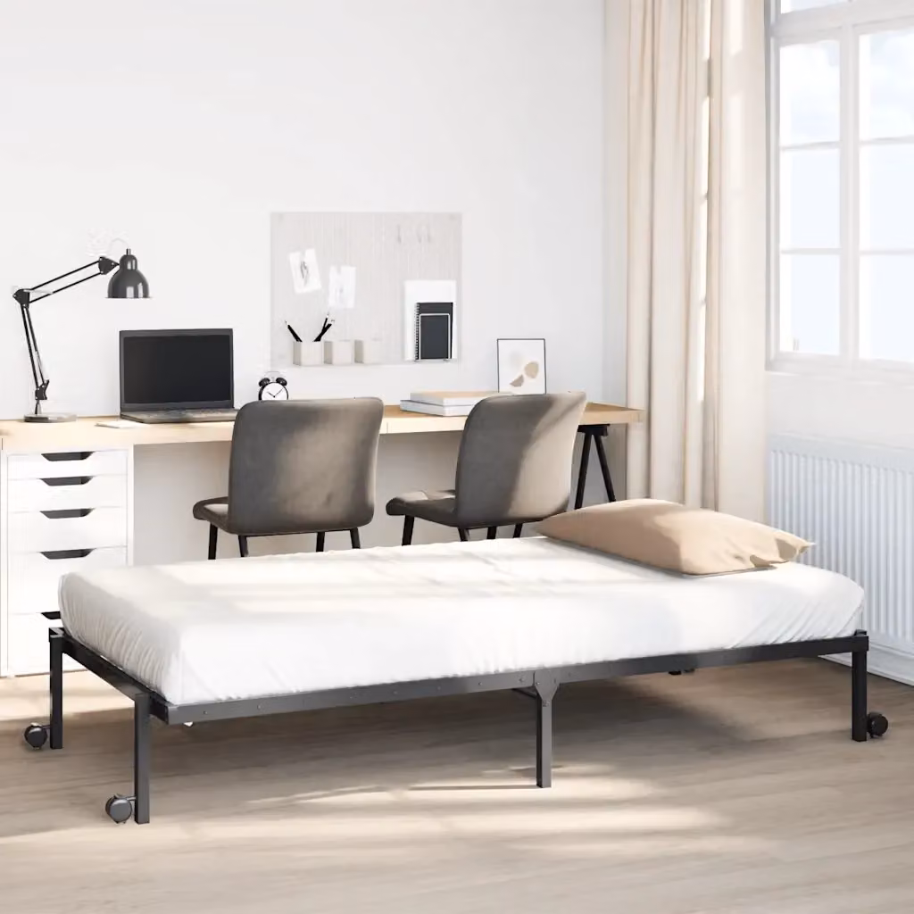 Letto singolo pieghevole Design In in acciaio nero con doghe fisse per adulti L/P/H: 200 x 80 x 30 cm – 2