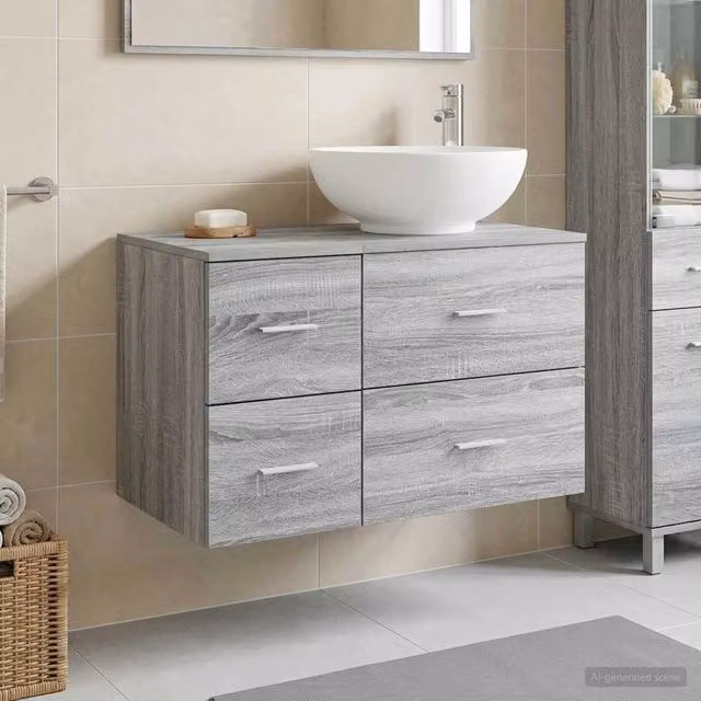 Set di mobili per il bagno 2 pz Sonoma grigio 3403997