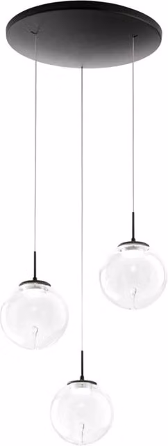 Ariel Fabas Luce Lampada a sospensione circolare con 3 luci LED da 21W, Dimmerabile, Trasparente, Diametro: 35 cm