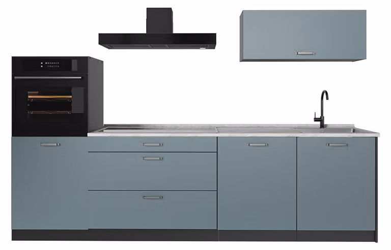 Cucina componibile Vicco R-Line Grigio-blu/Antracite 280 cm piano di lavoro Marmo, Model 67247