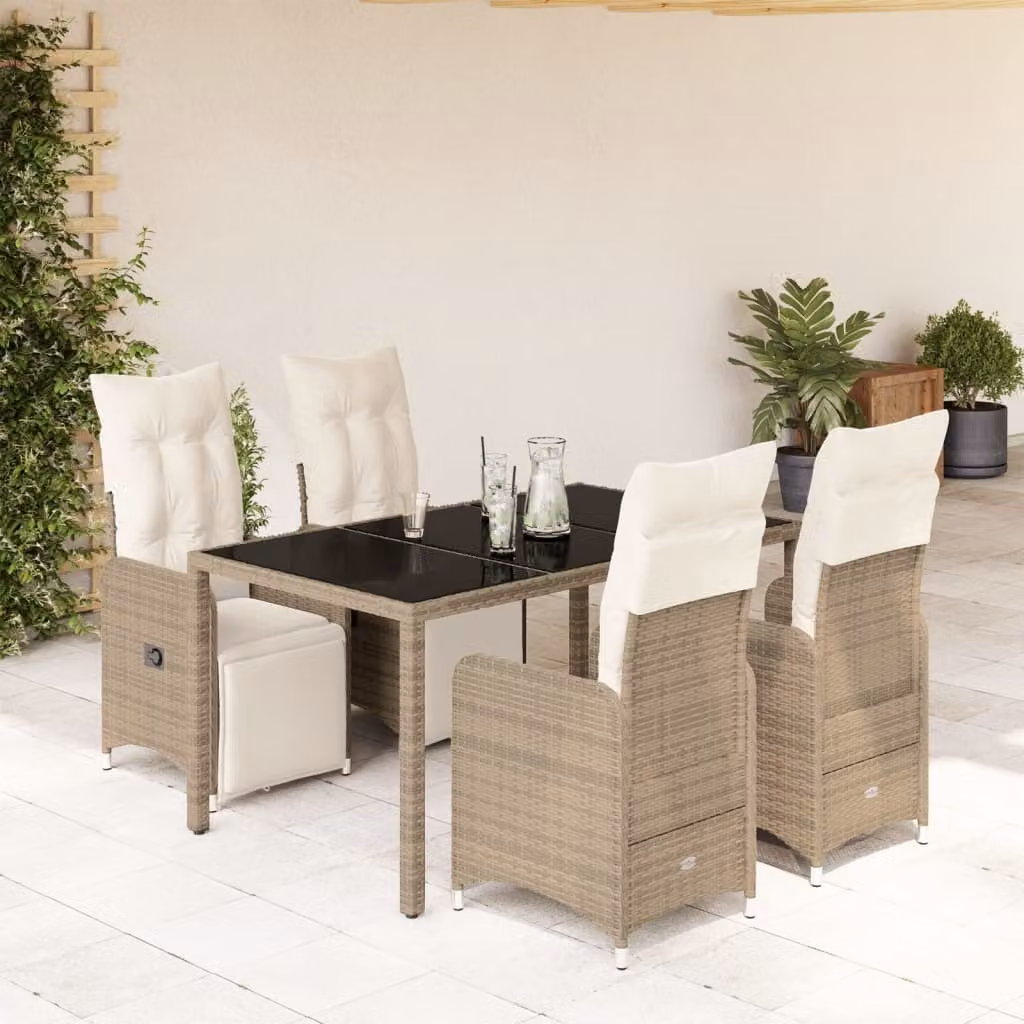 Maison Exclusive - Set Bistrò da Giardino 5 pz con Cuscini in Polyrattan Marrone