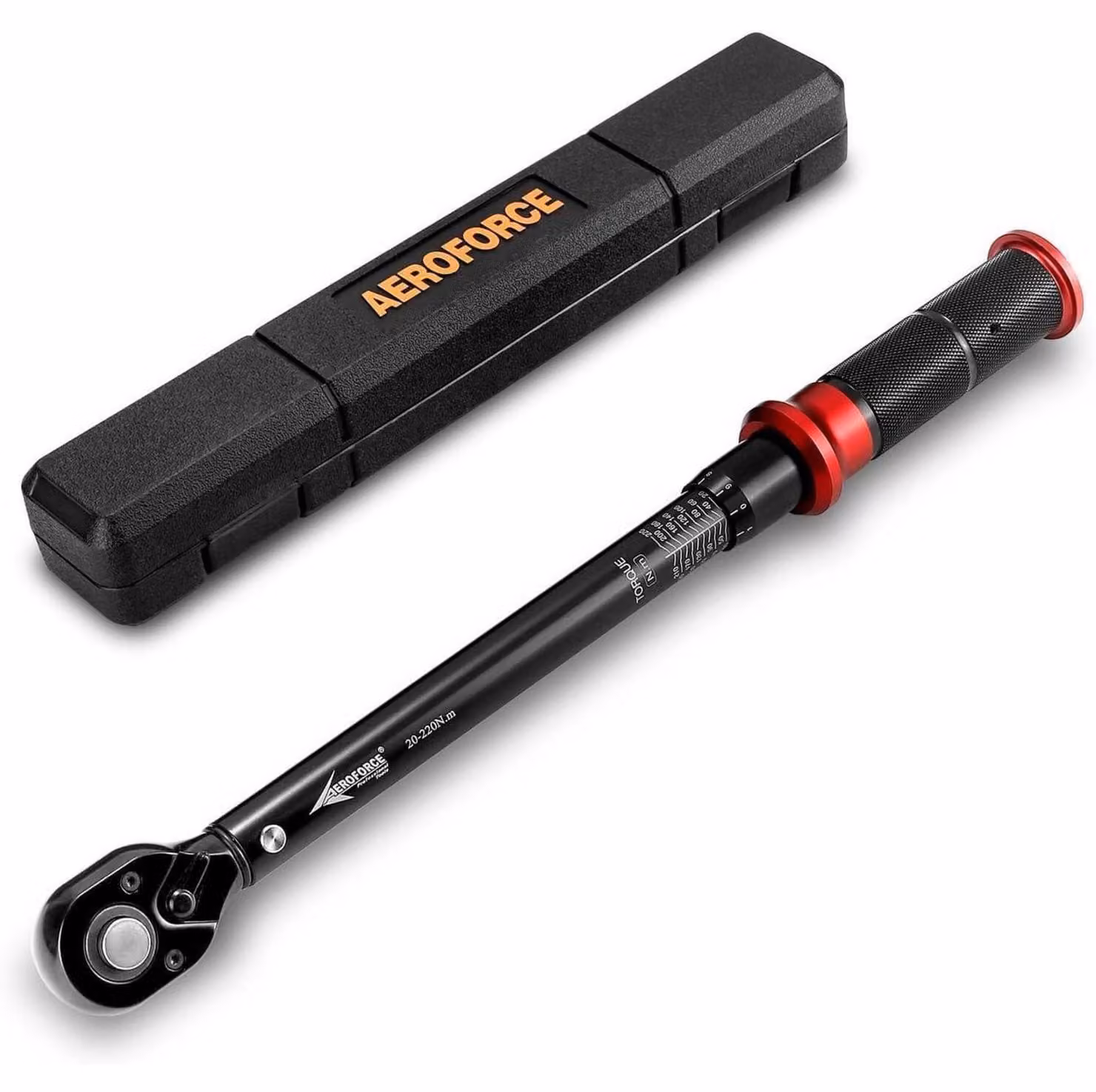 Chiave dinamometrica da 1/2 pollice, 20-220 Nm, con cricchetto a 72 denti, calibrata con precisione per riparazioni