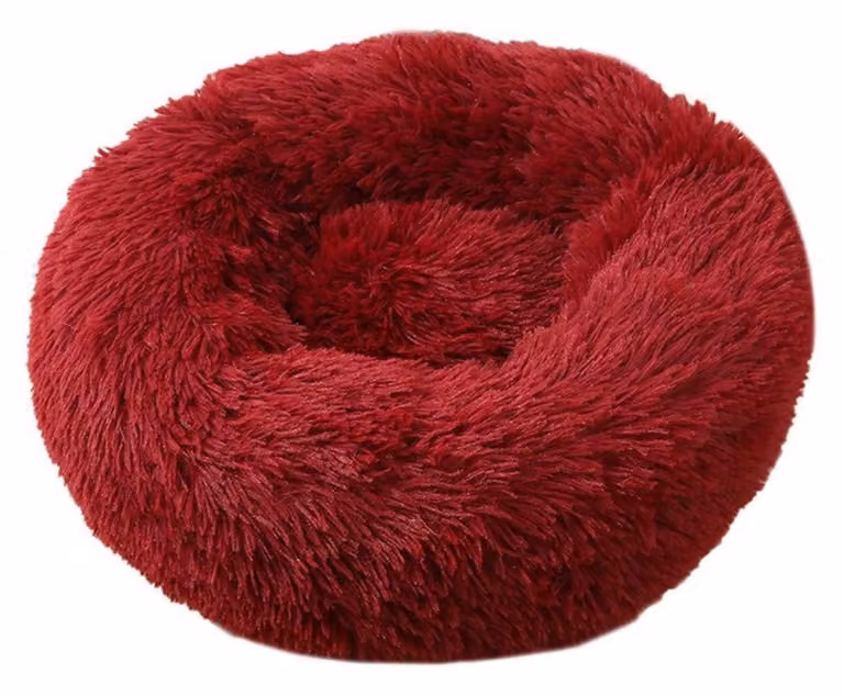 Cuccia per cani, cuccia per gatti, forma a ciambella, in peluche, lavabile, rotonda, diametro 120 cm, colore rosso
